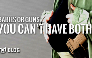 A pregnant woman with a pistol.