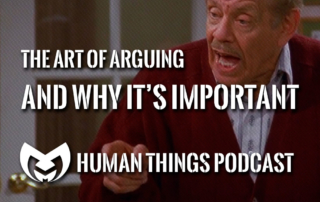 Frank Costanza yelling with the text saying "The art of arguing and why it's important"