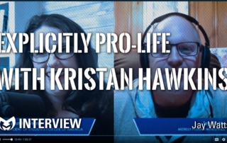 Screen shot of Jay Watts and Kristan Hawkins in a video interview.