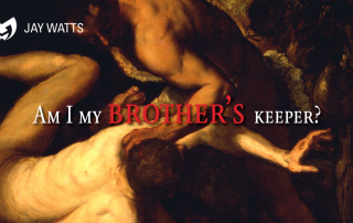 Cain and Abel fighting.
